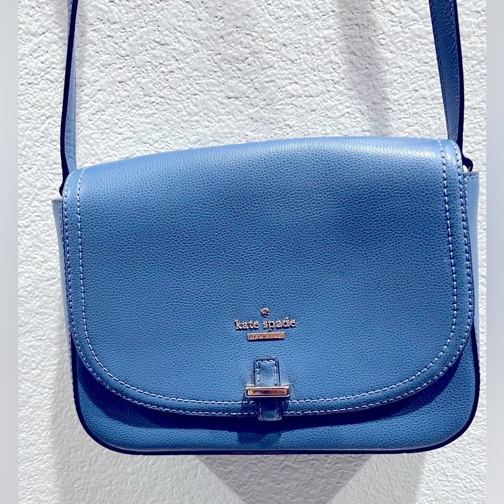 Kate Spade New York Blue Kailey Patterson Drive Leather Crossbody Purse NWOT - Picture 1 of 13